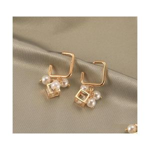 Stud Fashion Jewelry Pearl Diamond Crystal Zircon Dangle Earrings Womens S808 Drop Delivery DHR72