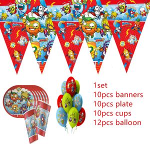 Disposable Dinnerware Superzings Theme Party Supplies Tableware Set Paper Plate Cup Straw Latex Balloon Toy 230131