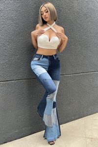 Summer thin jeans European American retro flared pants high-waisted jeans women's OL commuting shows temperament shows legs 9135