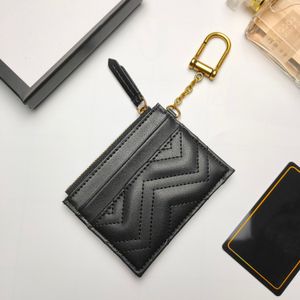 627064 Leather Key Card Holder Wallets Double G Zig Zag with 4 Card Slot Women Pink Black Green Red 5 Colors