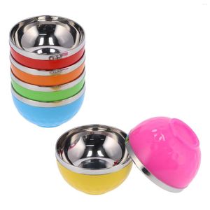 Bowls 6Pcs/set 13cm 15cm Color Stainless Steel Bowl Heat Insulation Salad Noodles For Home Kitchen Supplies