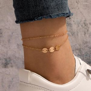 Anklets Bohemian Gold Color Wafer For Women Charms Barefoot Sandals Adjustable Foot Chain Summer Jewelry Wholesale 17035