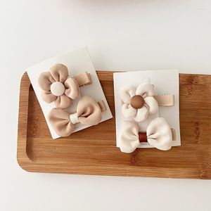 Hair Accessories 1 Pair Fashion Children's Hairpins Sweet Girl Simple Cute Pink Flower Bow Lovely Flowers Clip Headdress