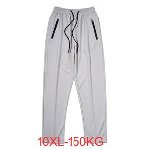 Men's Pants 10XL 150KG summer men Breathable Ice silk pants gym big size 8XL 9XL home hole sports elasticity Trousers 230131