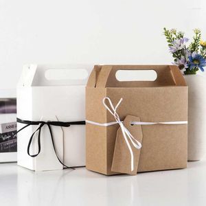 Gift Wrap 5st Kraft Paper Boxes With Handtag Food Cake Packaging Baby Shower Candy Wedding Birthday Presents Party Favors Bagss
