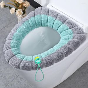 Coprisedili per WC Coprisedili a forma di O in stile nordico con manico, cuscino in peluche spesso per sedili universali e accessori per il bagno