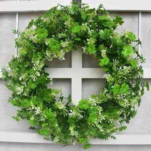 Dekorativa blommor Simuleringsdörrkrans Large Clover Milan American St. Patrick's Day Pendant Garlands Happy Irish National 2023