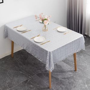 Table Cloth Elegant Durable Rectangle Sequin Glitter Tablecloth Sparkly Cover Reusable Suitable For Home El Wedding Party