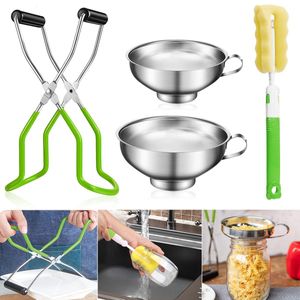 Utensílios de cozinha 4pcs enlatando o levantador de calor resistente ao calor pode limpar os funis de escova de conjunto de garrafa de garrafa de garrafa antiscalding 230201