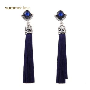 Charm Fashion Boho Ethnic Crystal Beads Long Tassel Drop Earrings Style Dingle Earring For Women Partihandel Jycken Leverans Otqkr