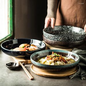 Tallrikar japansk stil bordsartiklar djupskål keramisk platta kreativa hushåll skål västerländsk soppgrönsak