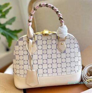 Fashion Shoulder Bag Shell Handbags Old Flower 2354 Crossbody Bags Knitting Wrist Zipper Closure Gold Hardware Removable Strap Interior Slot Pocket Purse