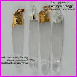 Hänge halsband ankomst! 6st Gold Silver Plated Nature Quartz Clear Water Column Crystal Facetted Gem Druzy Stone Jewelry