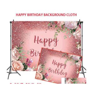 Party Decoration Pink Rose Gold Peony Flower Birthday Background Cloth Girl Po Drop Delivery Home Garden Festive Supplies Event Dhvbn