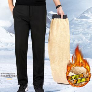 Men's Pants Male Fleece Mens Cashmere Sweatpants Winter Warm Lamb Wool Trousers Autumn Casual black gray 5XL 230131