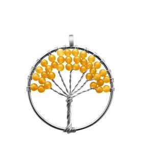 Pendanthalsband Tree of Life Rainbow Beads Stone Long Statement Natural Necklace Drop Delivery Smycken Pendants DHPK9