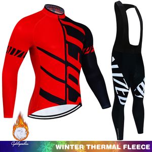 Maglia da ciclismo Set bici invernale in pile termico manica lunga abbigliamento da bicicletta MTB Wear Maillot Ropa Ciclismo 221201