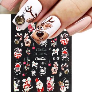 Stickers Decals 5D Embossed Christmas Nail Art Winter Year Red Santa Claus Tree Penguins Snowman Sliders Manicure GLJI5D 230201