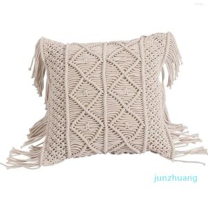 Pillow Braided Rope Tassel Case Hand Woven Living Room Bedroom Sofa Geometric Pattern Decorative Pillows 552