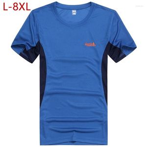 Männer T-shirts L-8XL Schnell Trocknend Brief Solide Baumwolle Fitness Gyms Hemd Männer Große Größe Blau Slim Gedruckt Mode Lässig sommer Kurzarm W41