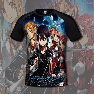 Camisetas masculinas tops anime sword arte on-line camisetas de cosplay de verão moda casual coloria-colorido estudantes de manga curta camiseta de-gola de manga curta