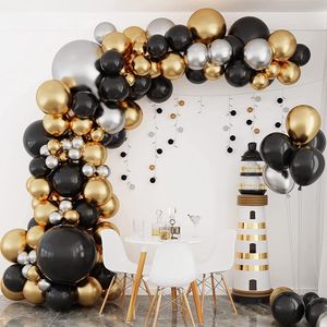 Inne imprezy imprezowe Black Gold Balloon Garland Arch Happy Birthday Dekoracja Dzieci Ukończenie lateksu Baloon Wedding Decor 230131