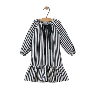 Girl's es Bow Girls 2022 New Baby Spring Dress Black White Stripe Kids Princess Children Toddler Cotton Clothes #2265 0131