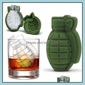 Ice Cream Tools 50Pcs 3D Grenade Shape Cube Mold Creative Maker Party Drinks Sile Trays Molds Kitchen Bar Tool Mens Gift Drop Delive Otk13