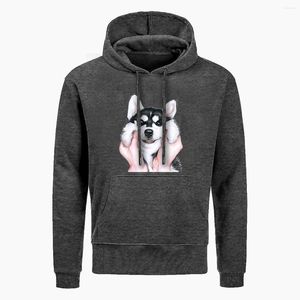 Herrtröjor roliga design herrar söta mopshund siberian husky tryck hoodie män höst hip hop sportkläder vinter harajuku streetwear