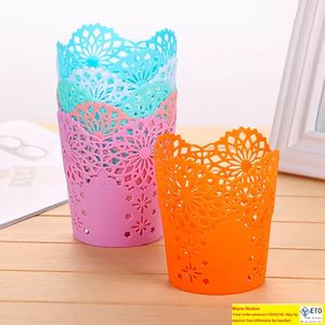 Мода Creative Hollow Flower Pencil Holder Plastic Pender Holder Caving Dervider Multifunctional Storage Baders Stationery