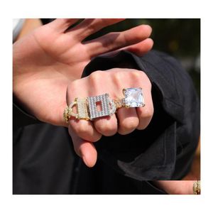 Band ringar m￤n kvinnor mode guld sier f￤rg bling big fyrkant cz ring f￶r mens present v￤n c3 droppleverans smycken dh9ie