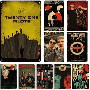 Twenty One Pilots Vintage metalowy obraz nostalgiczny stary plakat Rusty Metal Tin Signer Pinger Band metalowe znaki domowe płyta ścienna 20cmx30cm Woo