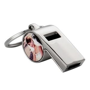 Keychains Lanyards Fashion Diy Whistle Sublimation Blank Designer Keychain Po Frame Keyring Sier Plated Car Key Ring Souvenir Cara DHFBV