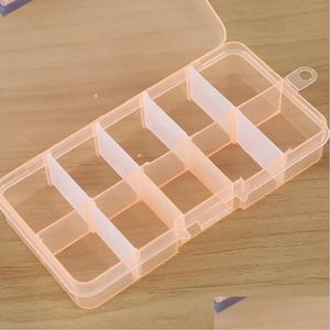 Bathroom Storage Organization 10 Grids Adjustable Jewelry Beads Pills Nail Art Box Case Mtifunction Ring Display Organizer Drop De Dhm5E