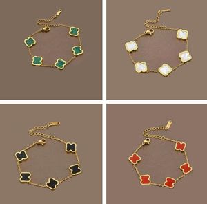 Fashion Classic 4/quatro folhas trevo charme pulseiras cadeia 18k Gold AGate Shell Mãe de Pearl para Womengirl Mother 'Day Jewelry Women Gifts-A com caixa