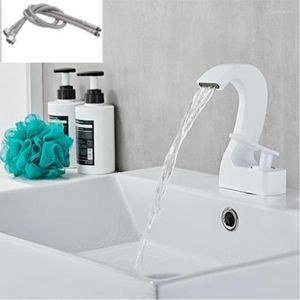 Banyo Lavabo Muslukları Havza Musluğu Tüm Bakır ve Soğuk Şelale Spout Tek Delik Tutar