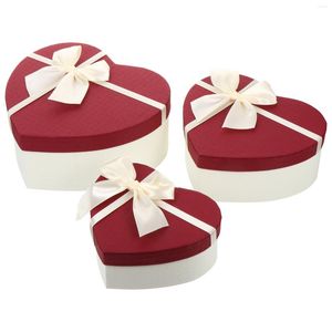 Gift Wrap Box Heart Shaped Paper Case Present Day Bow Valentine Knot Boxes Flower S Jewelry Package Weddingpackingstorage Favor