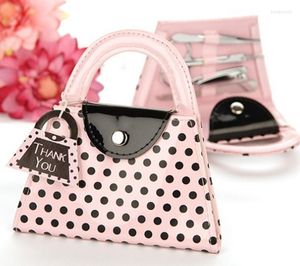 Nail Art Kits Rosa Polka Dot Geldbörse Maniküre Set Bevorzugung Neuheit Hochzeit Brautparty Geschenk Partybevorzugungen Geschenk LX7017