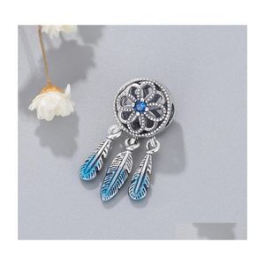 Charms Spring Collection 925 Serling Sier Jewelry Beads Blue Dreamcatcher подходит для браслетов в европейском стиле ожерелья для женщин Diy Dig8