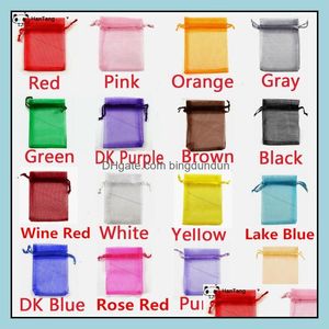 Gift Wrap 7x9cm Small Organza Bag DString Jewelry Bags Mticolor Candy Packaging Pouch for Wedding Party Christmas Drop Delivery Home Otk4i
