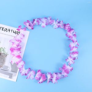 Decorative Flowers 12pcs Hawaii Flower Garland Necklace For Festival Luau Beach Party (Purple Blue Pink Green Yellow Red)