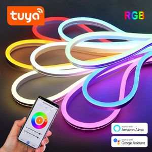 12v/24v 3/5m rgb luz de néon sinal tuya app wifi sinal néon trabalho com tuya/vida inteligente para o casamento férias decoração casa iluminação