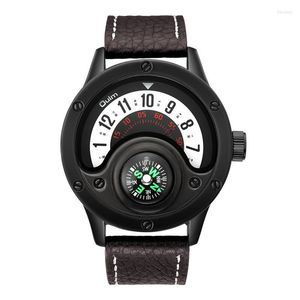 Wristwatches Genuine Leather Men's Watch Quartz Fashion Trend Military Compass Sports