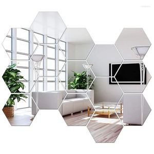 Adesivos de parede yo-acrílico hexagonal espelho adesivo auto-adesivo Adeças adequadas para quarto de família e decoração da sala de estar