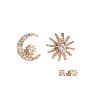 ￖrh￤nge Asymmetriska ￶rh￤ngen Bijoux Moon Star Christmas Gifts Rhinestone Stud Drop Delivery Smycken Fyndkomponenter Dhsye