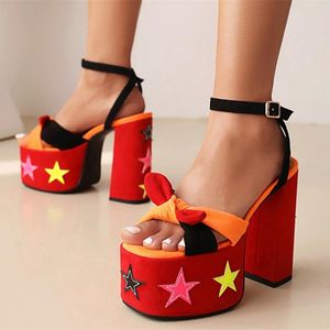 Sandals Latest Platform Bow Tie Stars Lovely For Girls Soft Comfortable Women Heel Shoes Buckle Strap Dress Size 43