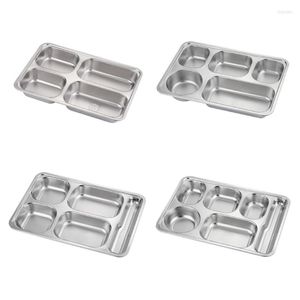 Bowls Stainless Steel Divided Dinner Tray Plates Rectangular Compact Serving Plate Metal For Campers