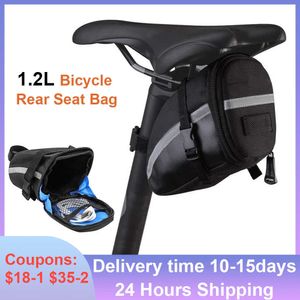 Panniers s 1.2L Bicycle Saddle Waterproof MTB Rear Outdoor Cycling Seat Pouch Mountain Bike Tail Bag 0201