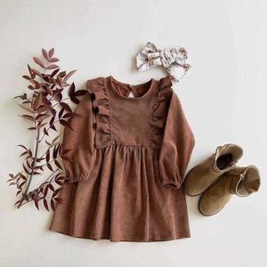 Girl's es Girls' Korean Version Of The Autumn New Corduroy Pleated Lace Princess Dress Children Toddler Baby Kids Clothing 2-6Y