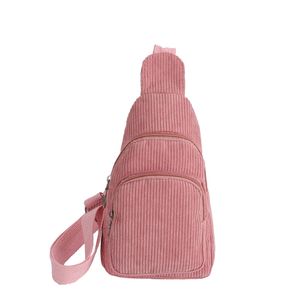 Corduroy Sling Bag Solid Color Travel Shoulder Bags Gift Back to School Bag DOM2086